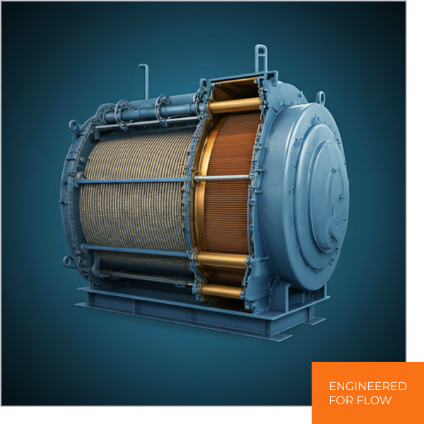 Industrial rotary drum screen with a wedge wire filtration cylinder designed for efficient solids separation and wastewater treatment applications.